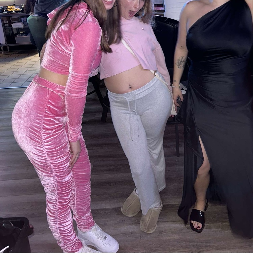 Pink Velour Two-Piece Set